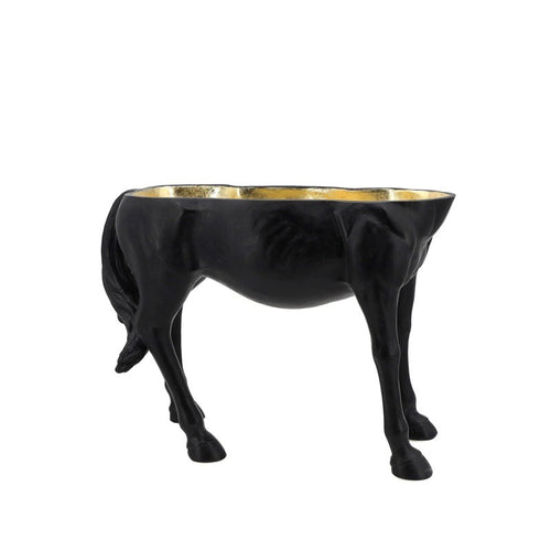 Open Stallion Sculpture | Black/Gold